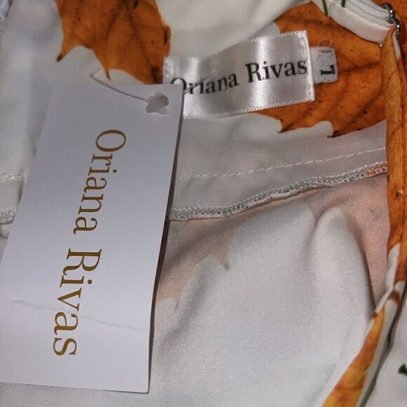 ORIANA RIVERA Tree Leaves Printed Maxi Dress in Fall Ruffles Size L. - Picture 8 of 8